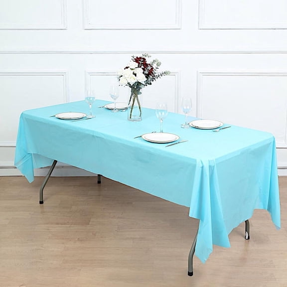 BalsaCircle 54" x 108" Disposable Plastic Table Cover Tablecloth Serenity Blue