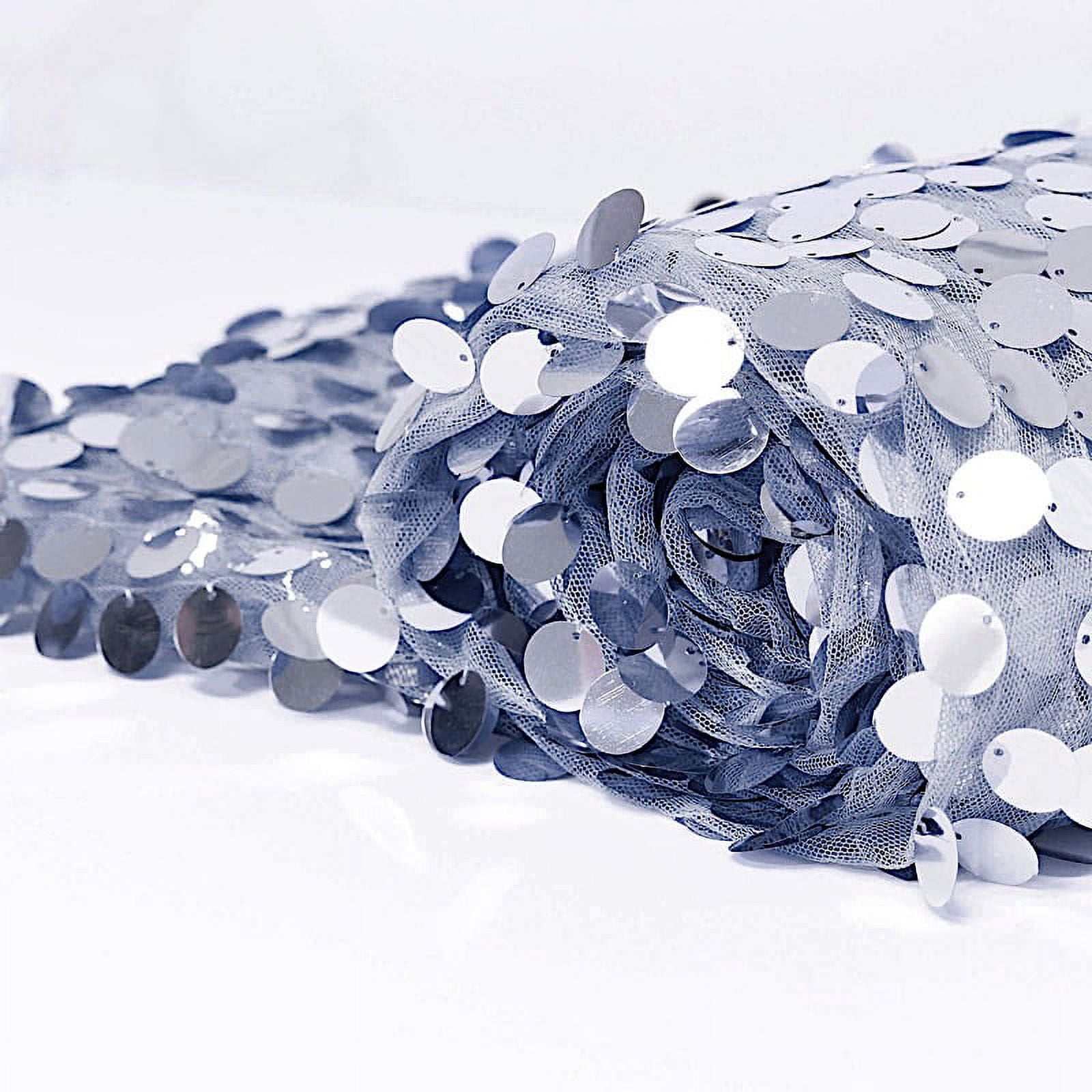 BalsaCircle 54" x 4 yards Dusty Blue Payette Sequins Mesh Fabric Roll ...