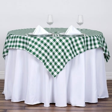 BalsaCircle 54" x 54" Square Gingham Checkered Polyester Tablecloth Green and White
