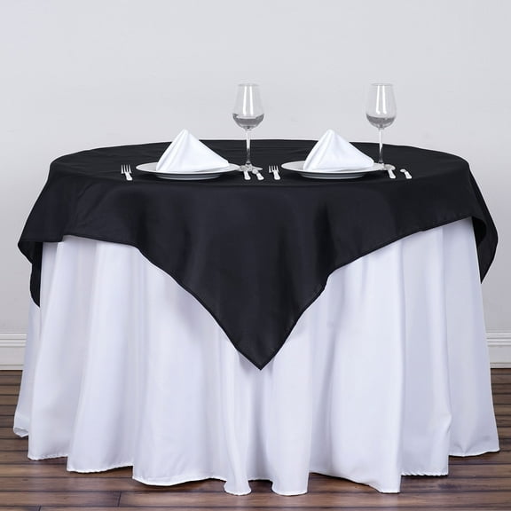 BalsaCircle 54" x 54" Square Polyester Tablecloth - Black