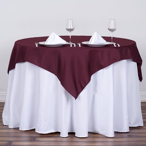 BalsaCircle Christmas Holidays 54" x 54" Burgundy Square Polyester Tablecloth Linen