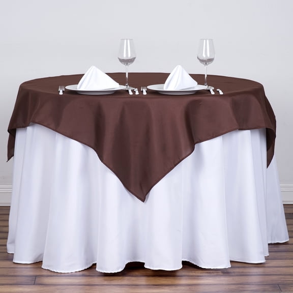 BalsaCircle 54" x 54" Square Polyester Tablecloth Chocolate Brown