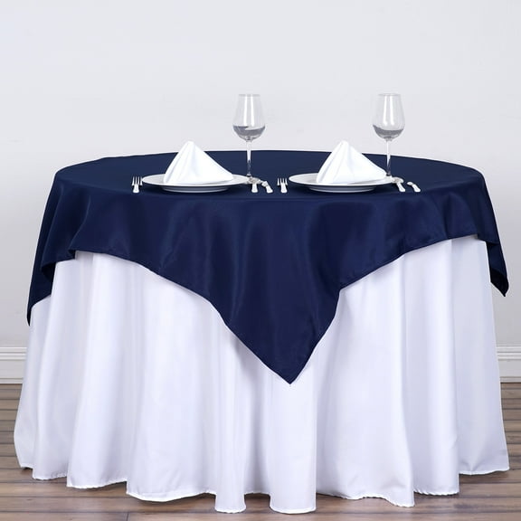 BalsaCircle 54" x 54" Square Polyester Tablecloth Navy Blue