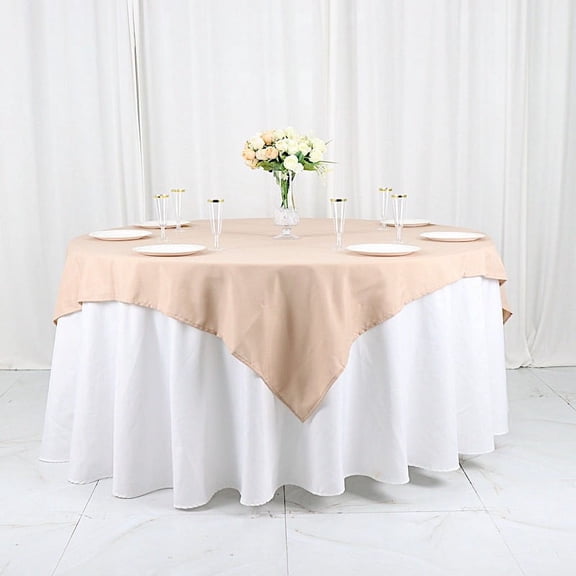 BalsaCircle 54" x 54" Square Polyester Tablecloth Nude