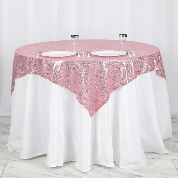 BalsaCircle 54" x 54" Square Sequined Tablecloth Wedding Party Catering Linens Pink