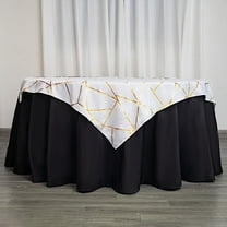 BalsaCircle 54" x 54" White Gold Metallic Geometric Design Square Polyester Table Overlay Tablecloths