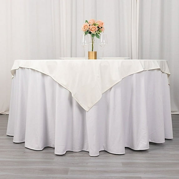 BalsaCircle 54x54 in Ivory Premium Scuba Polyester Square Tablecloth Party Linens Events Decorations Supplies