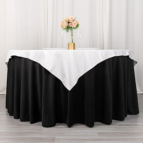 BalsaCircle 54x54 in White Premium Scuba Polyester Square Tablecloth Party Linens Events Decorations Supplies