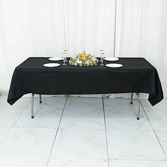 Balsa Circle 54x96 in Black Premium Polyester Rectangular Tablecloth Party Event Reception Decorations Supplies