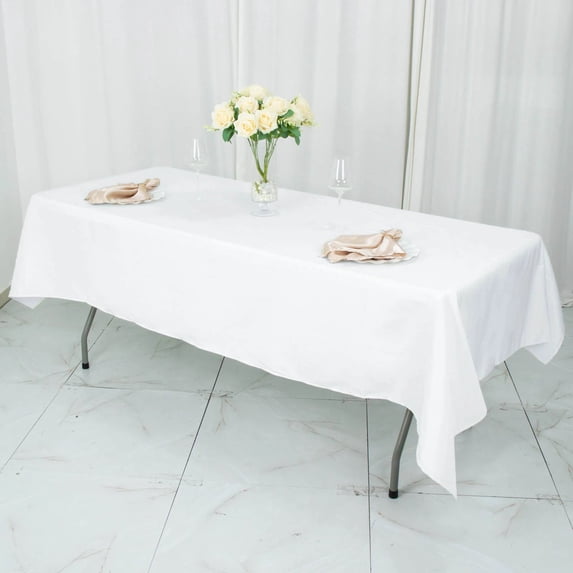Balsa Circle 54x96 in White Premium Polyester Rectangular Tablecloth Party Event Reception Decorations Supplies