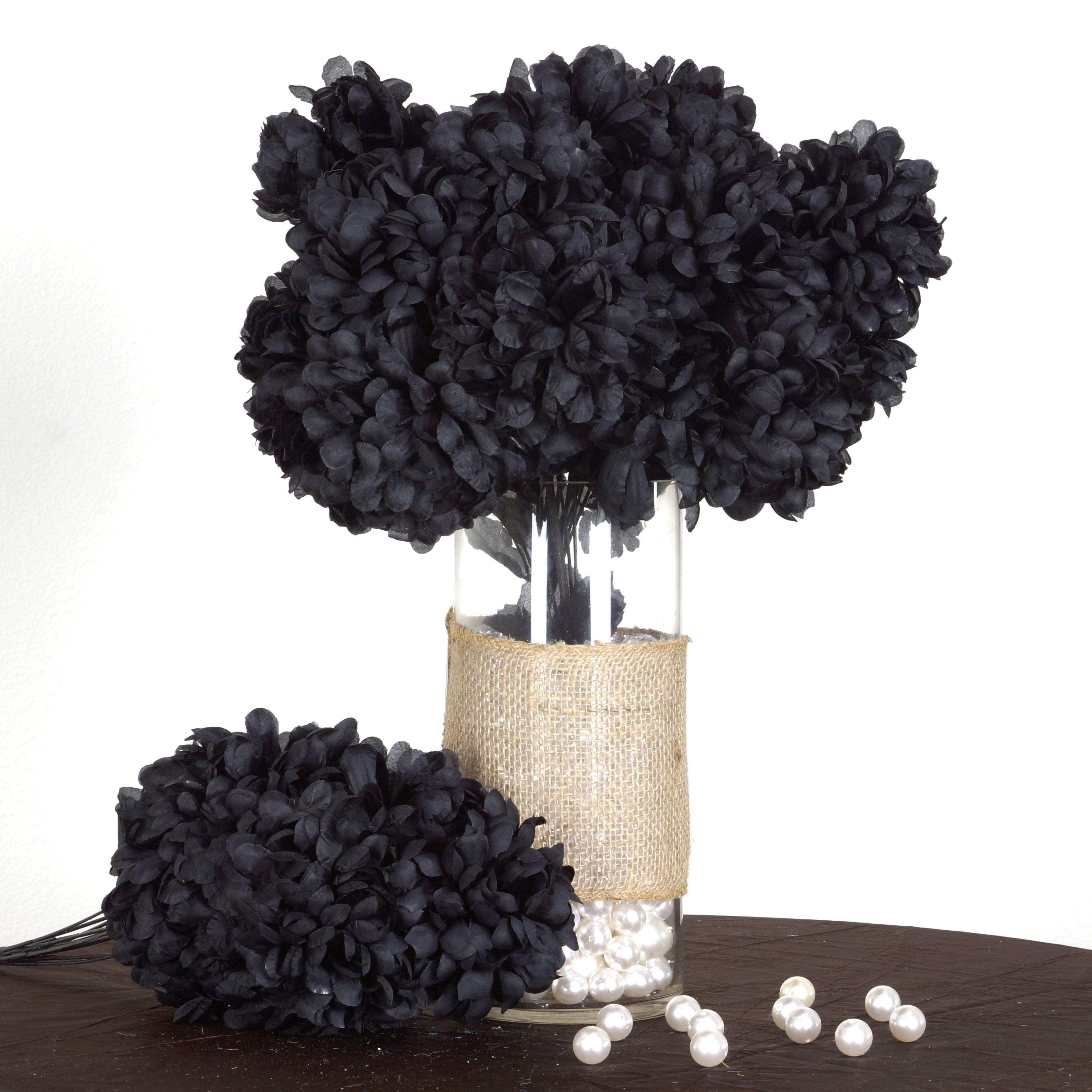 56 Chrysanthemum Mum Balls - Black