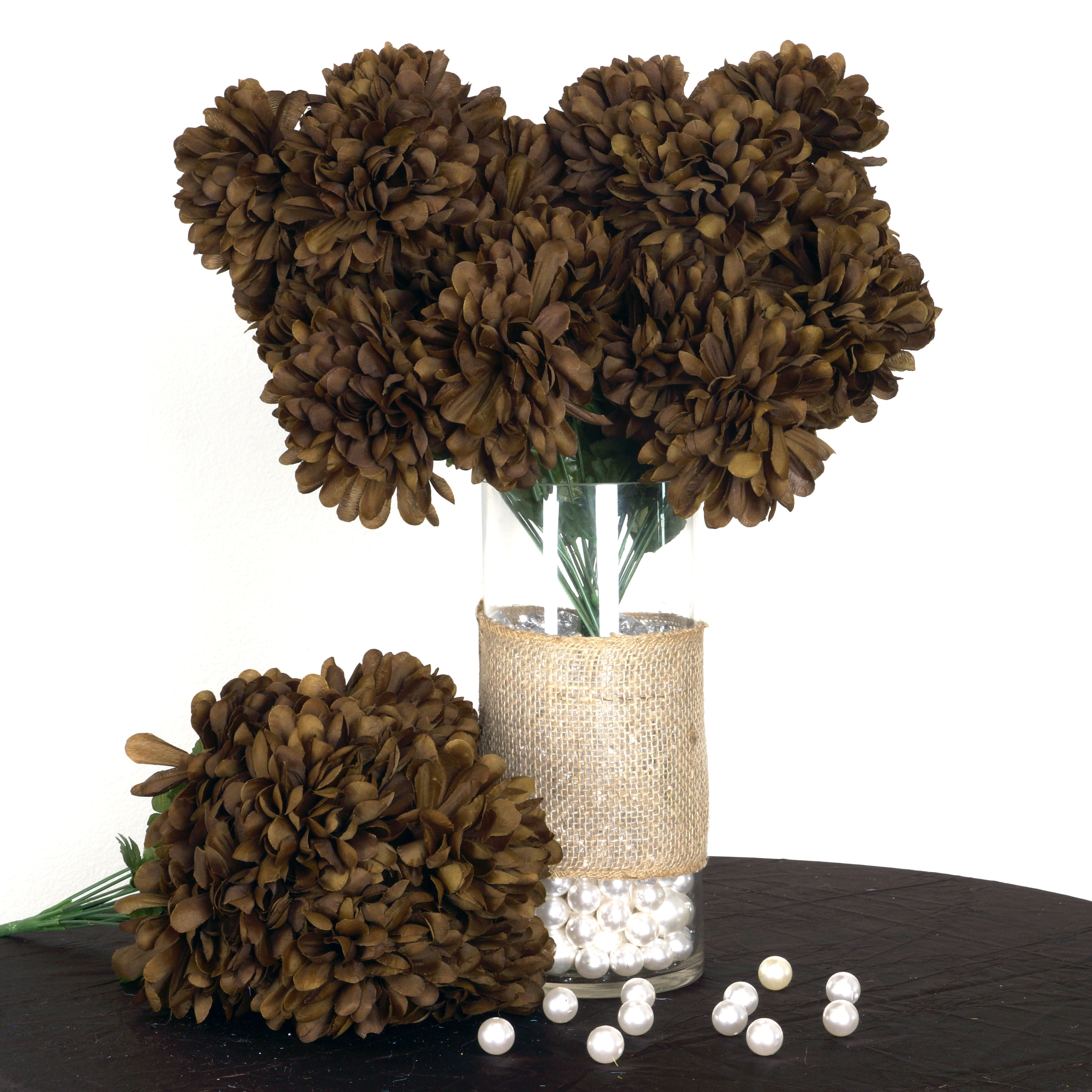 Jumbo Black Mum Artificial Flowers, Silk Flower With or Without Stem  PRE-ORDER 