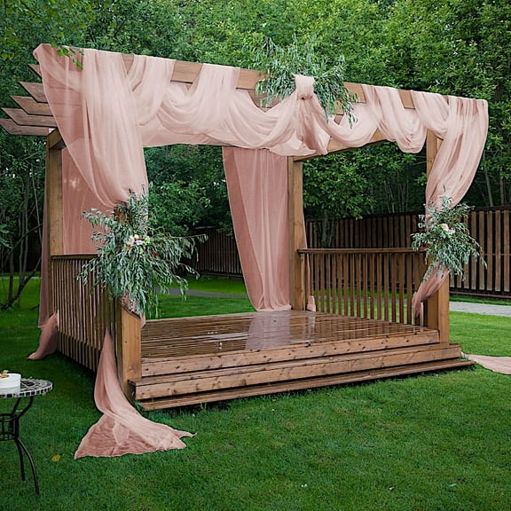 Balsa Circle 5x32 feet Dusty Rose Premium Chiffon Sheer Curtain Panel Ceiling Backdrop Drape Party Events Decorations