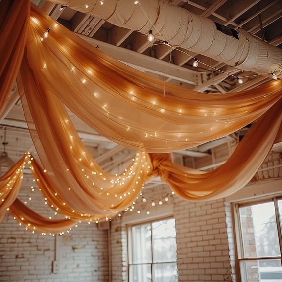 Balsa Circle 5x32 feet Terracotta Premium Chiffon Sheer Curtain Panel Ceiling Backdrop Drape Party Events Decorations
