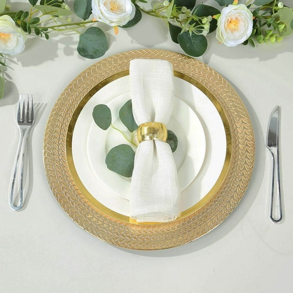 BalsaCircle 6 Acrylic Round 13 in Charger Plates with Wheat Pattern Gold Rim Party Decorations Supplies