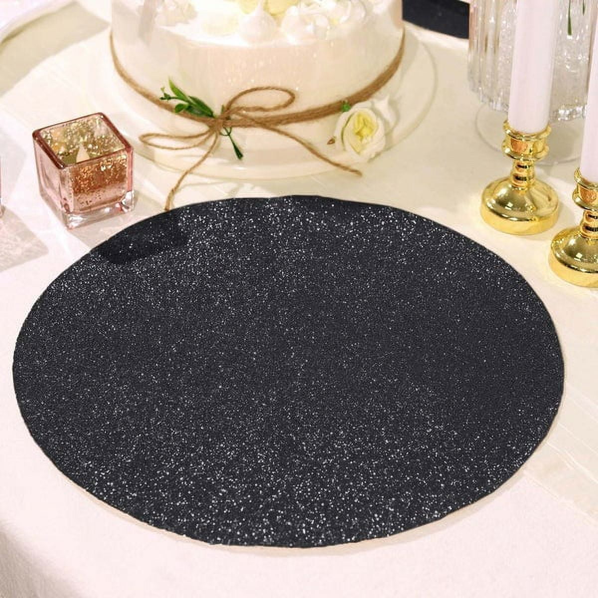 6 DUSTY BLUE 13 Round Glittered Faux Leather PLACEMATS Wedding Decorations