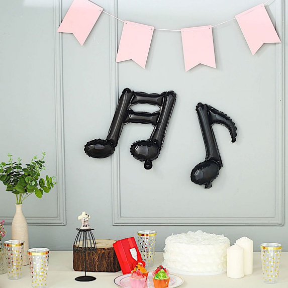 BalsaCircle 6 Black Music Notes Mylar Foil Plain Balloons Wedding Graduation Birthday