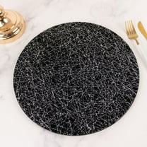 Balsa Circle 6 Black Round 13 in Glitter Acrylic Charger Plates with Abstract Lines Pattern Dinner Wedding Decorations