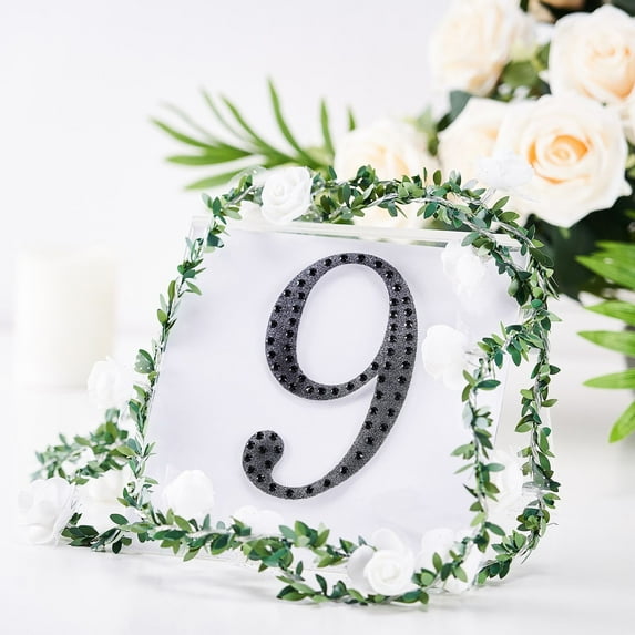 Balsa Circle 6" Black Solid Number 9 Self-Adhesive Rhinestones Gems Sticker