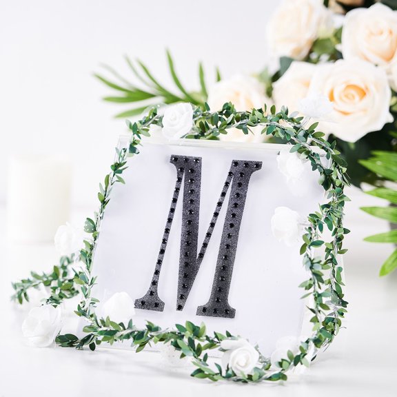 Balsa Circle 6" Black Solid Letter M Self-Adhesive Rhinestones Gems Sticker