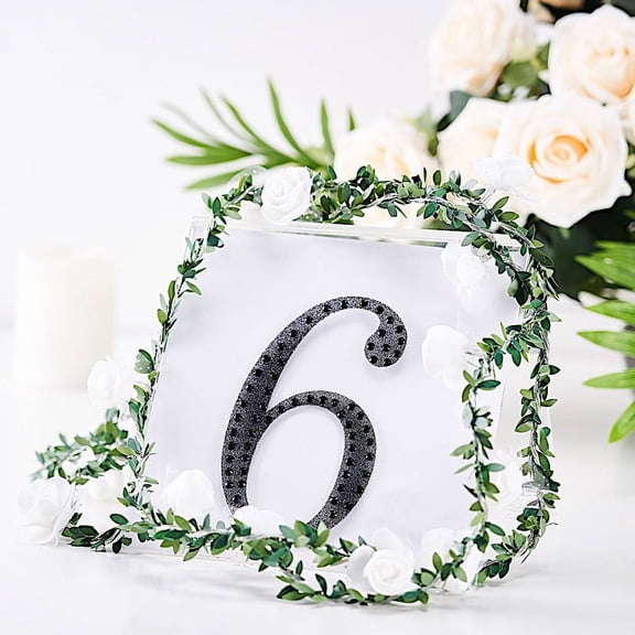 Balsa Circle 6" Black Solid Number 6 Self-Adhesive Rhinestones Gems Sticker
