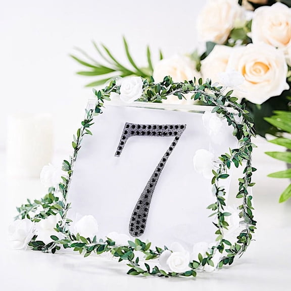 Balsa Circle 6" Black Number 7 Rhinestones Sticker