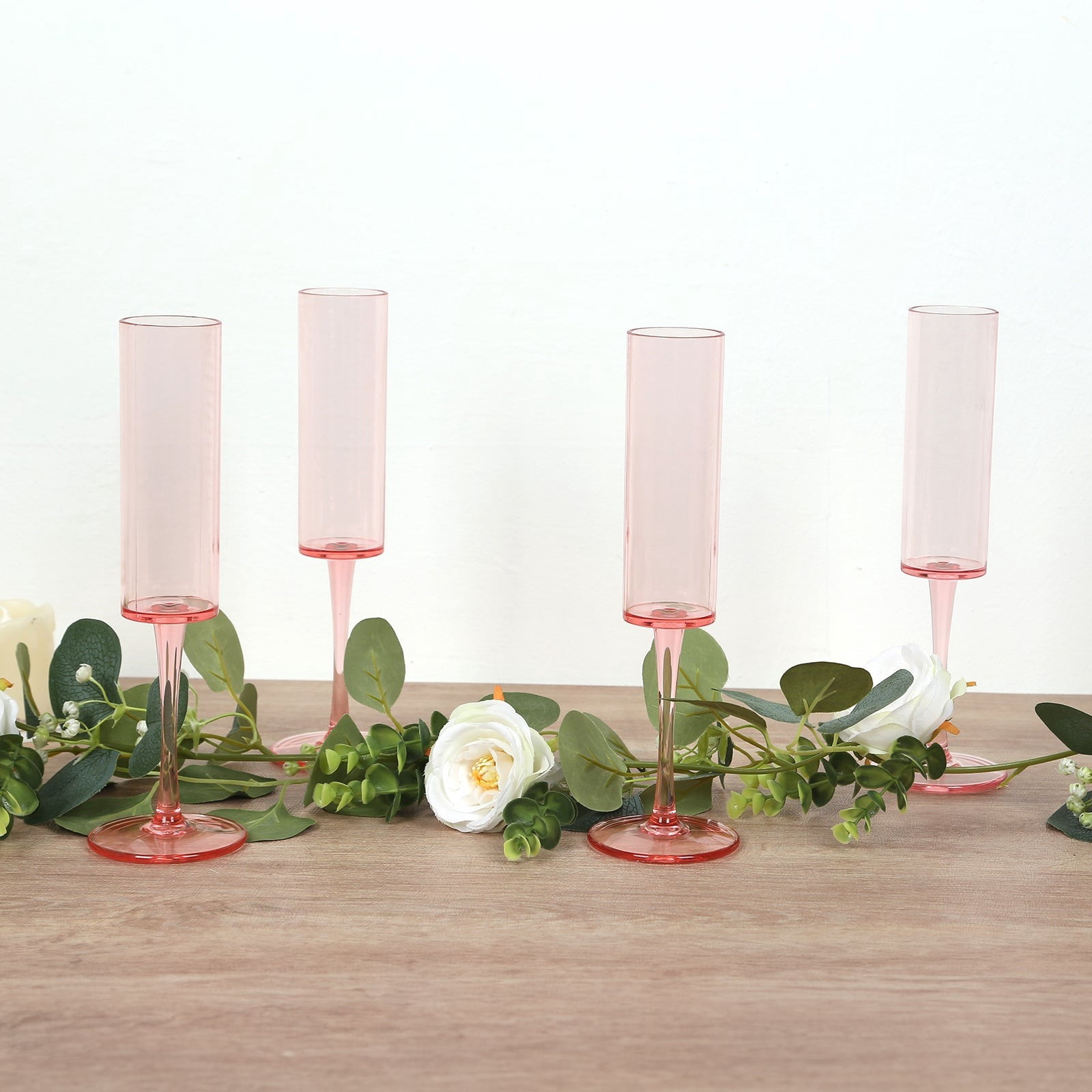Balsa Circle 6 Blush 6 oz Cylindrical Reusable Plastic Champagne Flutes Wedding Party Events Reception Tableware Decorations Supplies