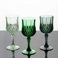 thumbnail image 1 of Balsa Circle 6 Disposable 8 oz Assorted Green Crystal Cut Goblets Plastic Wine Glasses Party Events Tableware Decorations, 1 of 8