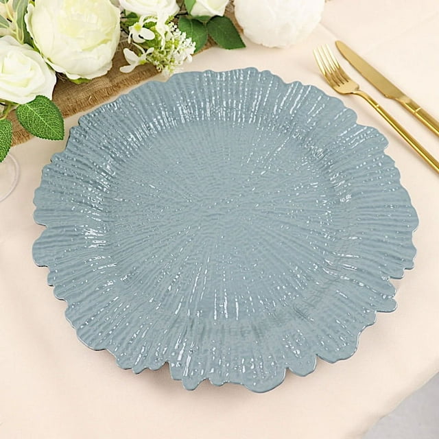 BalsaCircle 6 Dusty Blue 13" Acrylic Wooden Textured Round Reef Charger ...