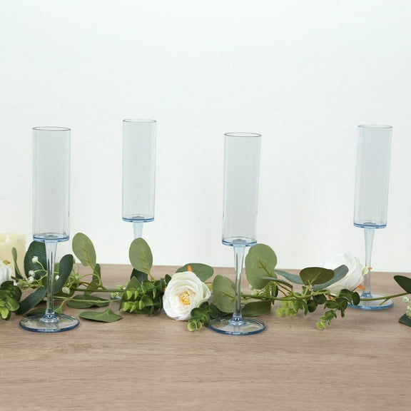 BalsaCircle 6 Dusty Blue 6 oz Cylindrical Reusable Plastic Champagne Flutes Wedding Party Events Reception Tableware Decorations