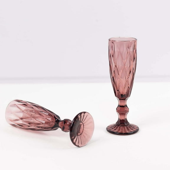 BalsaCircle 6 Dusty Rose 6 oz Crystal Reusable Glass Champagne Flutes Wedding Party Events Decorations Supplies
