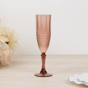 BalsaCircle 6 Dusty Rose 8 oz Crystal Disposable Plastic Party Champagne Flutes Wedding