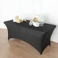 thumbnail image 1 of Balsa Circle 6 Feet Black Fitted Spandex Tablecloth Open Back Rectangle Table Cover Event, 1 of 8