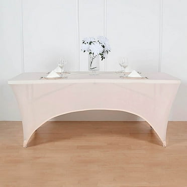 BalsaCircle 6 Feet Rectangular Spandex Fitted Stretchable Elastic Tablecloth Blush