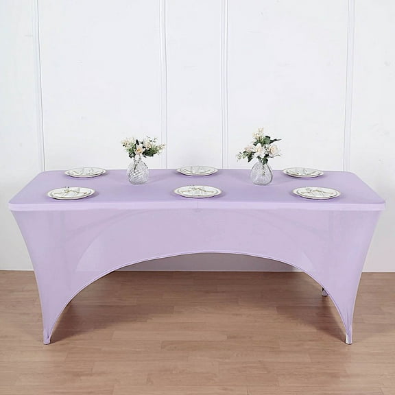 Balsa Circle 6 Feet Rectangular Spandex Fitted Stretchable Elastic Tablecloth Lavender