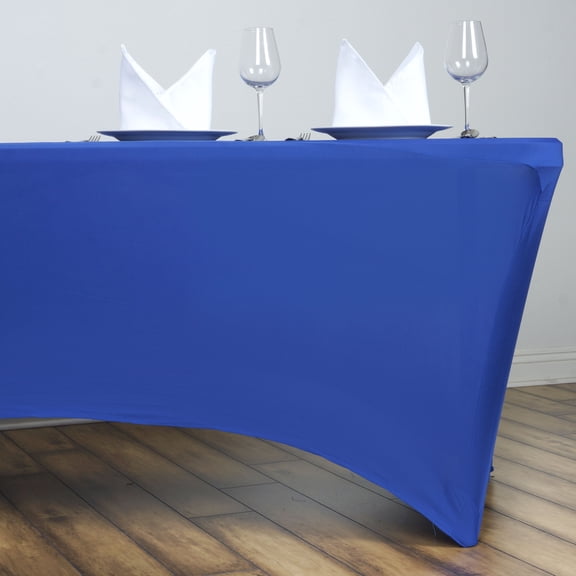 Balsa Circle 6 Feet Rectangular Spandex Fitted Stretchable Elastic Tablecloth Royal Blue