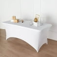 thumbnail image 1 of Balsa Circle 6 Feet White Fitted Spandex Tablecloth Open Back Rectangle Table Cover Event, 1 of 8