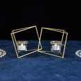 thumbnail image 1 of BalsaCircle 6" Gold Jointed Geometric Stand Tealight Votive Glass Candle Holders Party Wedding, 1 of 6