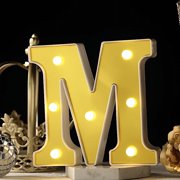 BalsaCircle 6" Gold M Marquee Warm White LED Lighted Sign Wedding Graduation Party Decorations