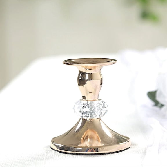 BalsaCircle 6 Gold Metal Taper Candle Holders with Crystal Ball Wedding Party Events Reception Decorations Supplies