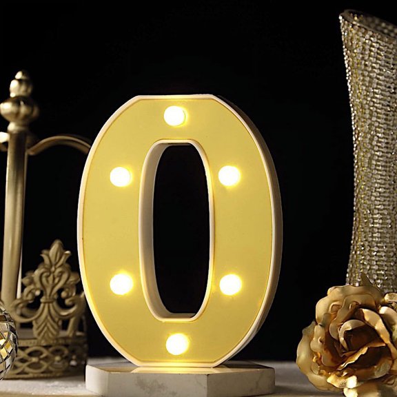 BalsaCircle 6" Gold O Marquee Warm White LED Lighted Sign Wedding Graduation Party Decorations