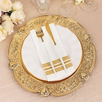 BalsaCircle 6 Gold Round 13 in Plastic Charger Plates Floral Embossed Design Scalloped Rim Party Decorations