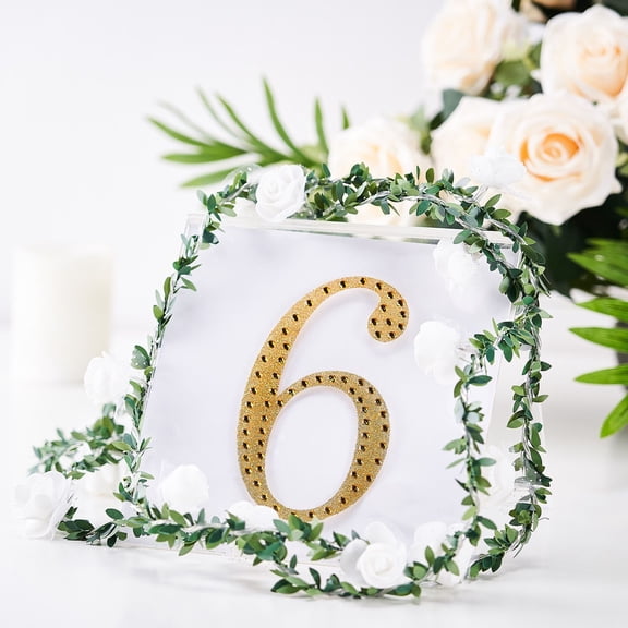 BalsaCircle 6" Gold Solid Letter Number Self-Adhesive Rhinestones Gems Sticker