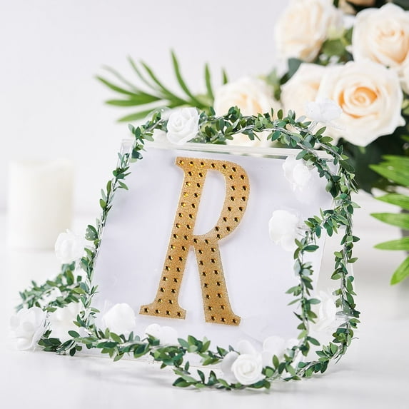 Balsa Circle 6" Gold Solid Letter R Self-Adhesive Rhinestones Gems Sticker