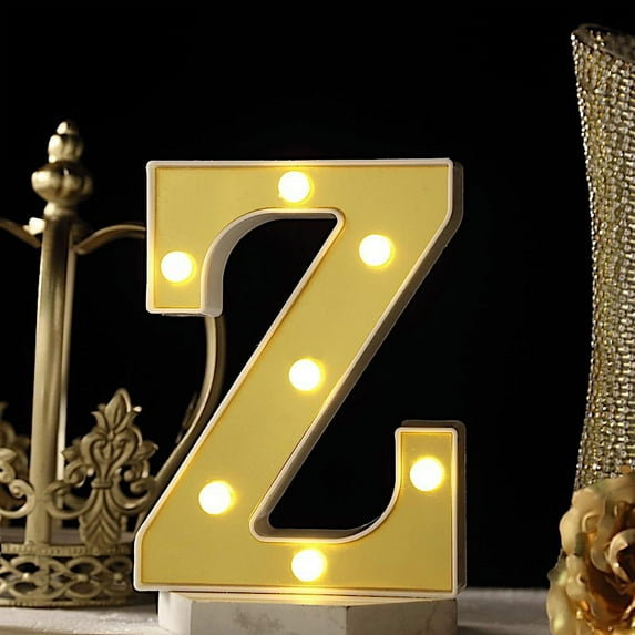 BalsaCircle 6" Gold Z Marquee Warm White LED Lighted Sign Wedding Graduation Party Decorations