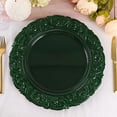 thumbnail image 1 of BalsaCircle 6 Hunter Green 14" Metallic Acrylic Wooden Textured Round Baroque Plastic Charger Plates, 1 of 8