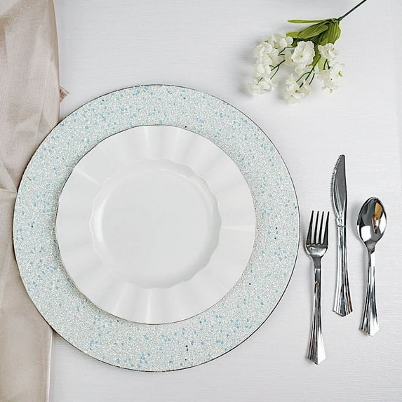 BalsaCircle 6 Iridescent Blue 13" Glitter Acrylic Round Charger Plates