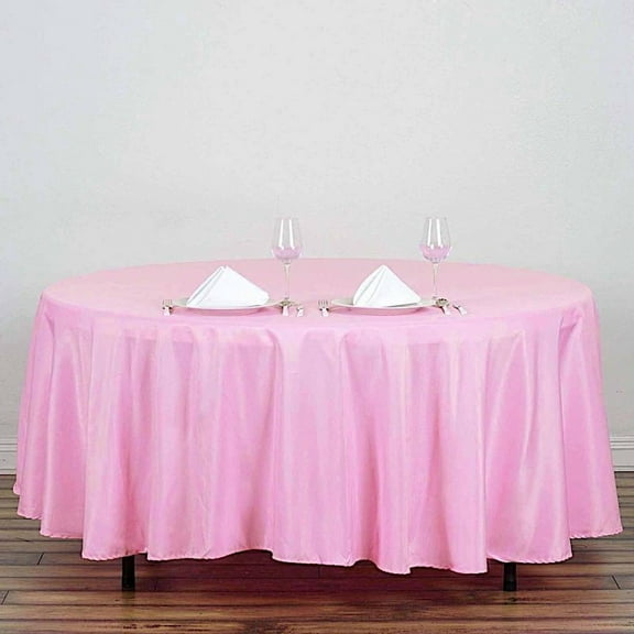 BalsaCircle 6 Pieces 108" Pink Round Polyester Tablecloths Fabric Table Cover Linens