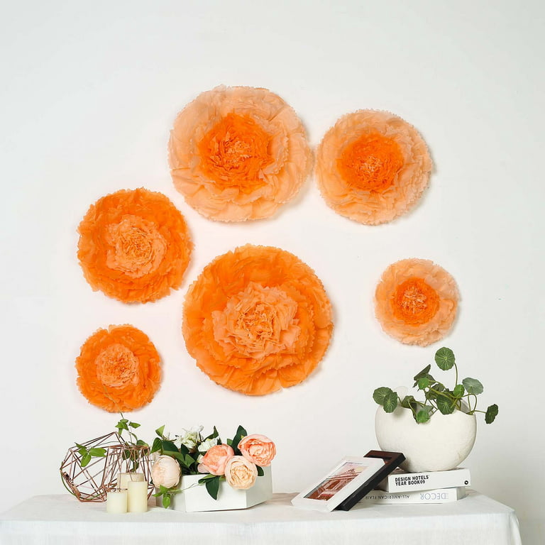 BalsaCircle 6 Pieces 12 16 20 Coral Orange Carnations Large Tissue Paper  Flowers Wall 