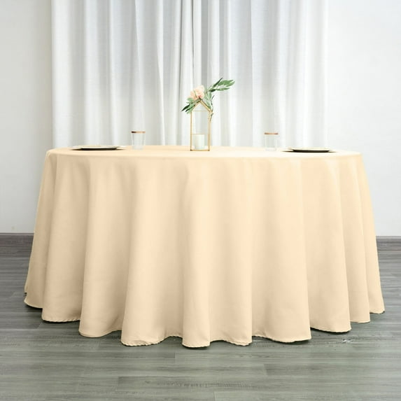 BalsaCircle 6 Pieces 120" Beige Round Polyester Tablecloths Linens Kitchen Dining Banquet